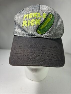 Pickle Rick Embroidered Baseball Cap - Gray & Black